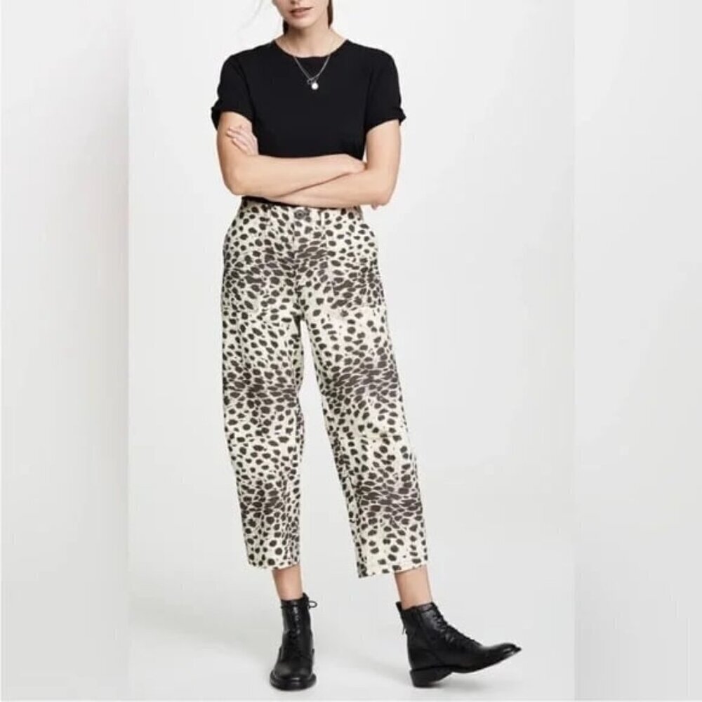 Sea New York leopard cheetah print wide leg stretchy waist cropped pants